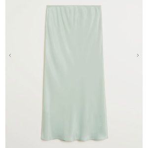 Mango mint satin midi skirt size small